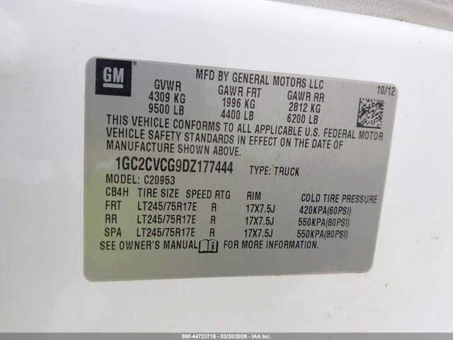 Aukcja sprzedaży 2013 Chevrolet Silverado 2500hd Work Truck, vin: 1GC2CVCG9DZ177444, numer aukcji: 44723716