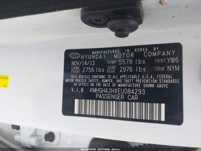 2014 Hyundai Equus Signature მანქანა იყიდება აუქციონზე, vin: KMHGH4JHXEU084293, აუქციონის ნომერი: 44723760