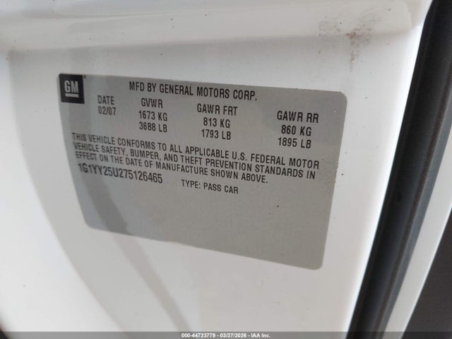 2007 CHEVROLET CORVETTE 1G1YY25U275126465 Photo 8