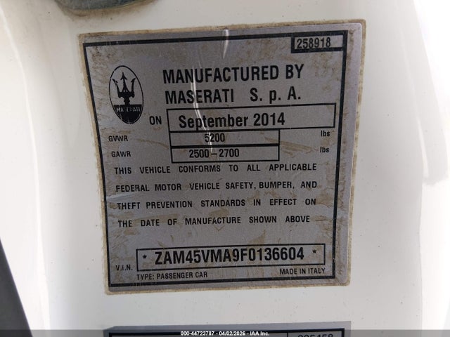 2015 MASERATI GRANTURISMO ZAM45VMA9F0136604 Photo 8