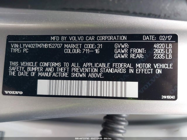 2017 VOLVO S60 INSCRIPTION LYV402TM7HB152707 Photo 8