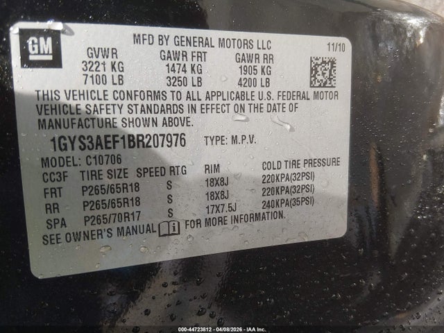 2011 CADILLAC ESCALADE 1GYS3AEF1BR207976 Photo 8