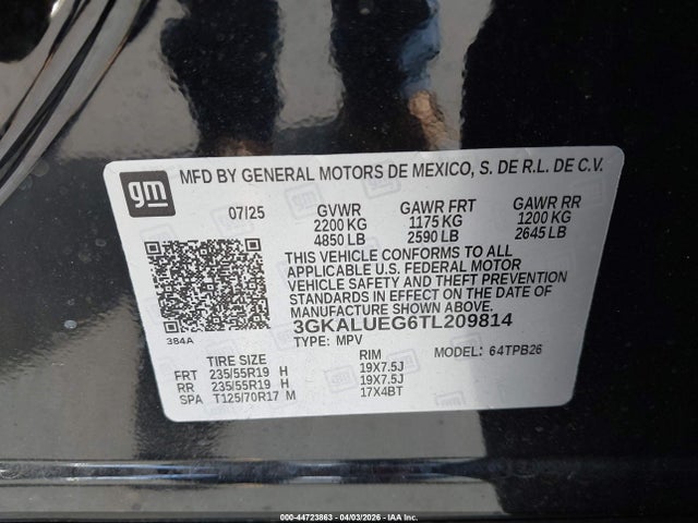 Продажа на аукционе авто 2026 Gmc Terrain Awd Elevation, vin: 3GKALUEG6TL209814, номер лота: 44723863