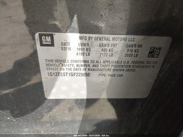 1G1ZE5ST1GF229056 Chevrolet MALIBU 1LT