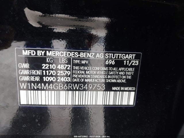 Продажа на аукционе авто 2024 Mercedes-benz Glb 250, vin: W1N4M4GB6RW349753, номер лота: 44723902