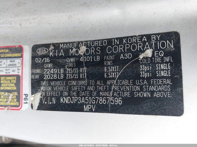 Aukcja sprzedaży 2016 Kia Soul +, vin: KNDJP3A51G7867596, numer aukcji: 44723923