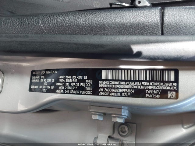 Aukcja sprzedaży 2017 Jeep Renegade Latitude Fwd, vin: ZACCJABB2HPE58854, numer aukcji: 44723941