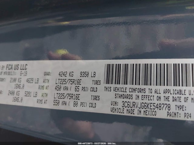 2019 RAM PROMASTER 3500 3C6URVJG6KE548778 Photo 8