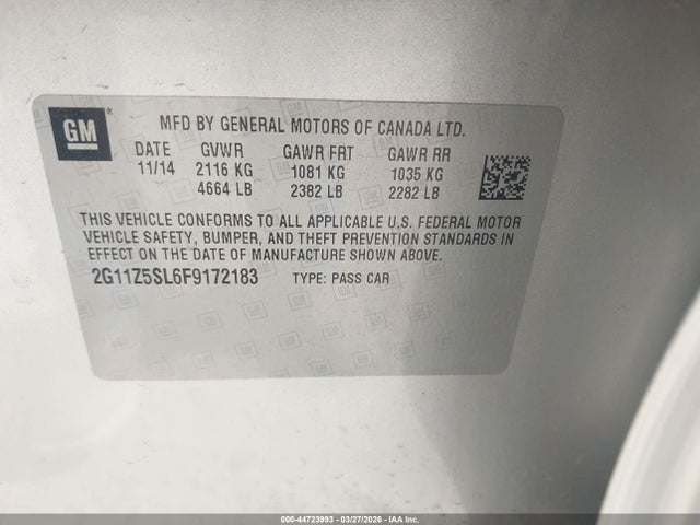 Chevrolet IMPALA LS 2015 2G11Z5SL6F9172183 Image 9