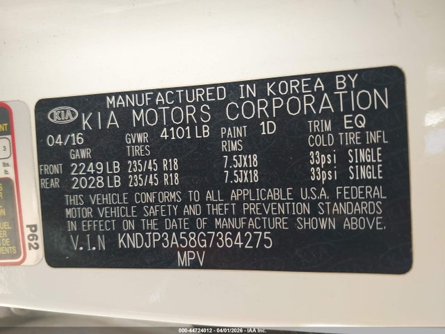 Aukcja sprzedaży 2016 Kia Soul +, vin: KNDJP3A58G7364275, numer aukcji: 44724012