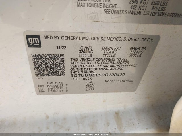 Продаж на аукціоні авто 2023 Gmc Sierra 1500 4wd  Short Box Denali, vin: 3GTUUGE85PG128429, номер лоту: 44724067