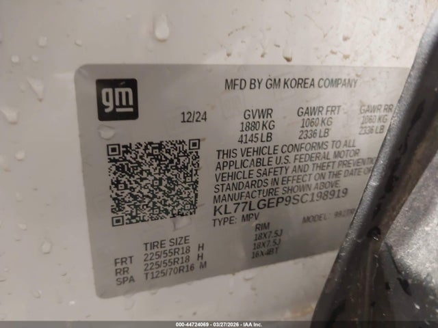 KL77LGEP9SC198919 Chevrolet Trax Fwd 1rs