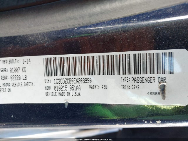 Продаж на аукціоні авто 2014 Dodge Avenger Sxt, vin: 1C3CDZCB0EN203990, номер лоту: 44724146