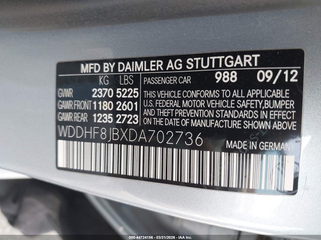 Продаж на аукціоні авто 2013 Mercedes-benz E 350 4matic, vin: WDDHF8JBXDA702736, номер лоту: 44724156