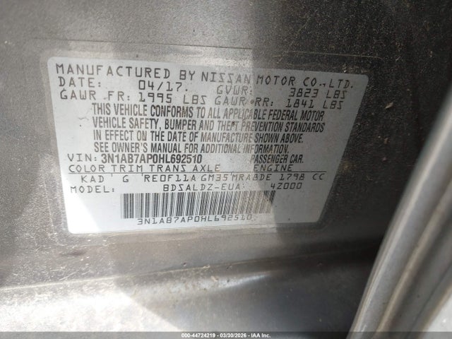 3N1AB7AP0HL692510 Nissan SENTRA SV