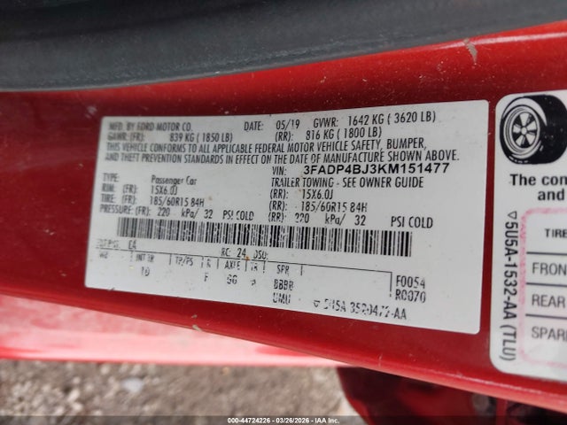 2019 FORD FIESTA 3FADP4BJ3KM151477 Photo 8