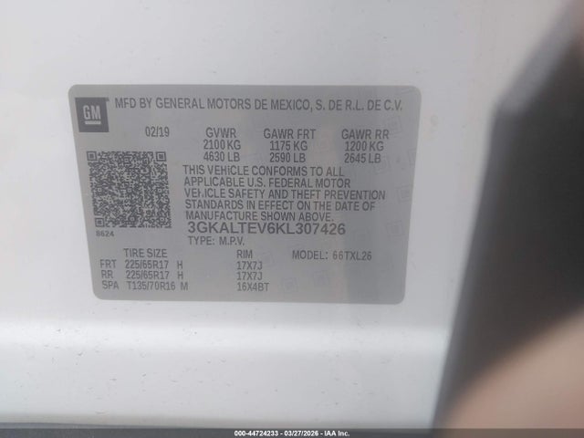 Продаж на аукціоні авто 2019 Gmc Terrain Sle, vin: 3GKALTEV6KL307426, номер лоту: 44724233