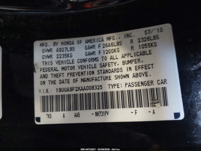 2010 ACURA TL 19UUA9F2XAA008325 Photo 8