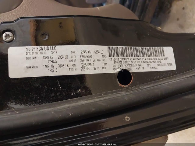 44724267 :رقم المزاد ، 2C4RC1BG2GR291017 vin ، 2016 Chrysler Town & Country Touring مزاد بيع