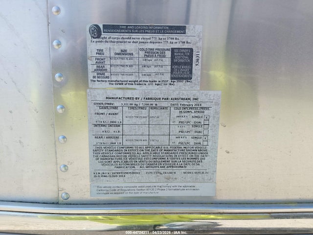 1ZTX9YJ25EJ530311 Airstream Other