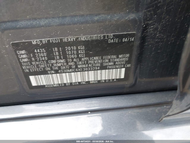 Продаж на аукціоні авто 2014 Subaru Legacy 2.5i Premium, vin: 4S3BMBC6XE3033294, номер лоту: 44724331