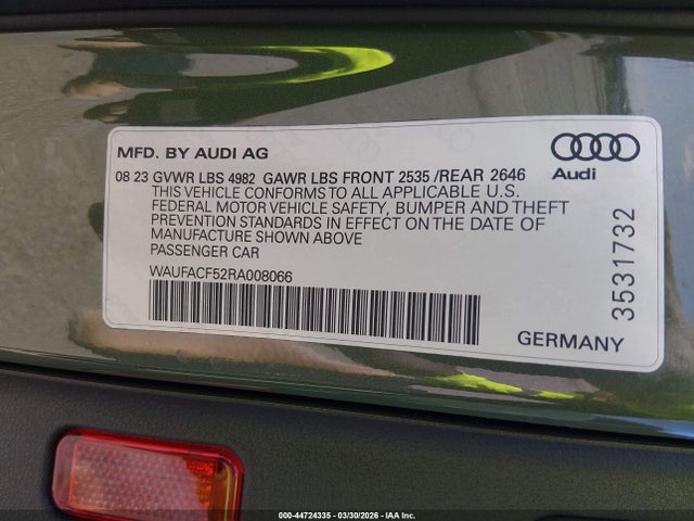 Продаж на аукціоні авто 2024 Audi A5 Sportback Premium Plus 45 Tfsi Quattro S Tronic, vin: WAUFACF52RA008066, номер лоту: 44724335