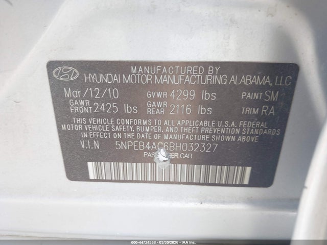 2011 HYUNDAI SONATA 5NPEB4AC6BH032327 Photo 8