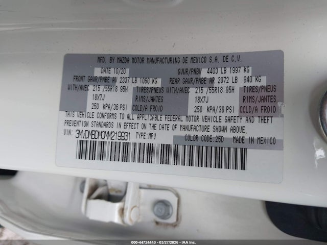 Aukcja sprzedaży 2021 Mazda Cx-30 Premium, vin: 3MVDMBDM0MM219931, numer aukcji: 44724440