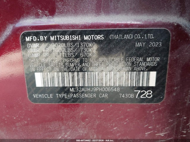 2023 MITSUBISHI MIRAGE ML32AUHJ9PH006548 Photo 8
