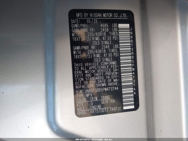Продажа на аукционе авто 2023 Nissan Rogue Sv Intelligent Awd, vin: JN8BT3BB5PW473744, номер лота: 44724513