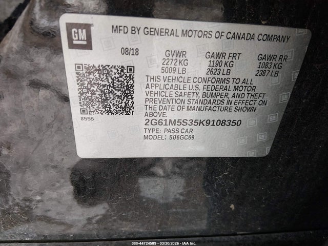 Продаж на аукціоні авто 2019 Cadillac Xts Luxury, vin: 2G61M5S35K9108350, номер лоту: 44724589