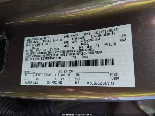 2019 FORD F-150 1FTEW1E53KFD41570 Photo 8