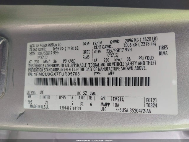 1FMCU0GX7FUB05703 Ford ESCAPE SE