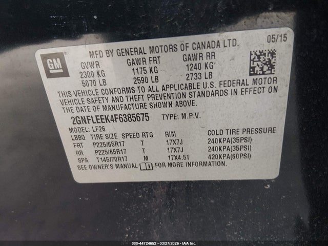 2015 CHEVROLET EQUINOX 2GNFLEEK4F6385675 Photo 8