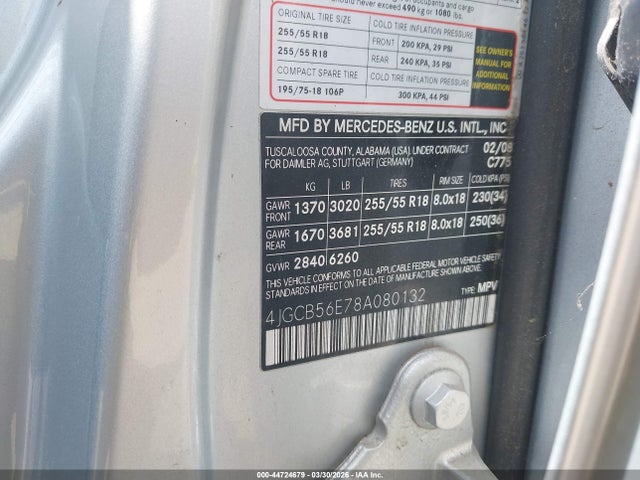Aukcja sprzedaży 2008 Mercedes-benz R 350, vin: 4JGCB56E78A080132, numer aukcji: 44724679