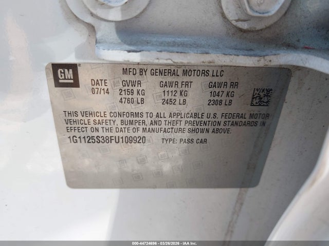 2015 CHEVROLET IMPALA 1G1125S38FU109920 Photo 8