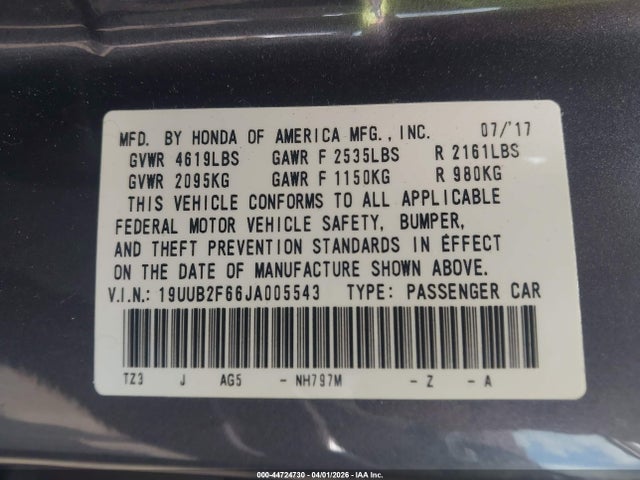 Продажа на аукционе авто 2018 Acura Tlx, vin: 19UUB2F66JA005543, номер лота: 44724730