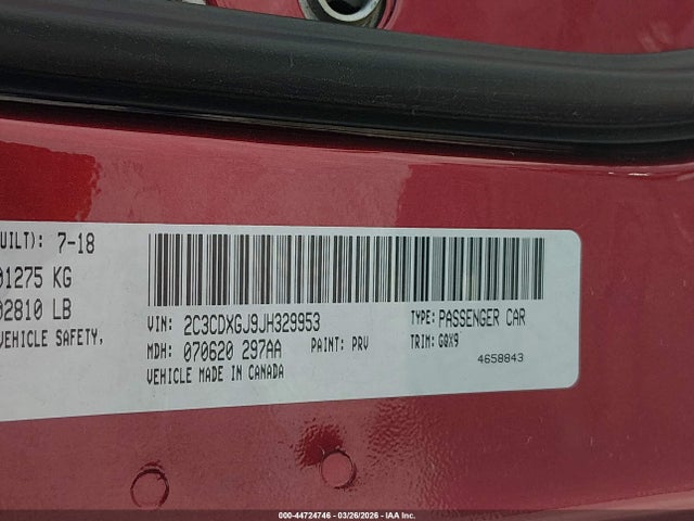 Продажа на аукционе авто 2018 Dodge Charger R/t Scat Pack Rwd, vin: 2C3CDXGJ9JH329953, номер лота: 44724746