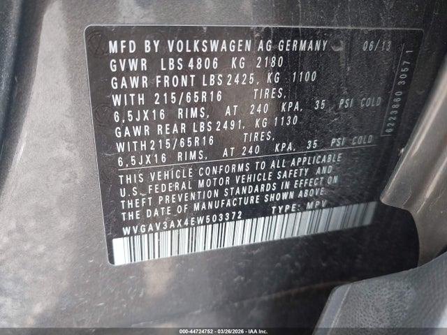 2014 VOLKSWAGEN TIGUAN WVGAV3AX4EW503372 Photo 8