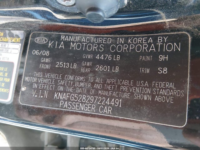 Продажа на аукционе авто 2009 Kia Rondo Lx, vin: KNAFG528297224491, номер лота: 44724795