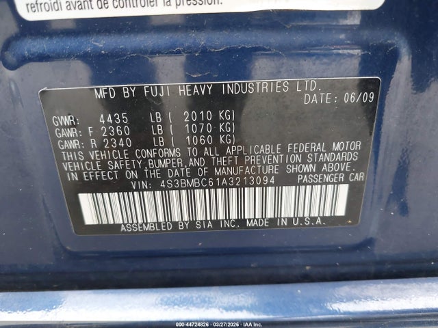 Продаж на аукціоні авто 2010 Subaru Legacy 2.5i Premium, vin: 4S3BMBC61A3213094, номер лоту: 44724826