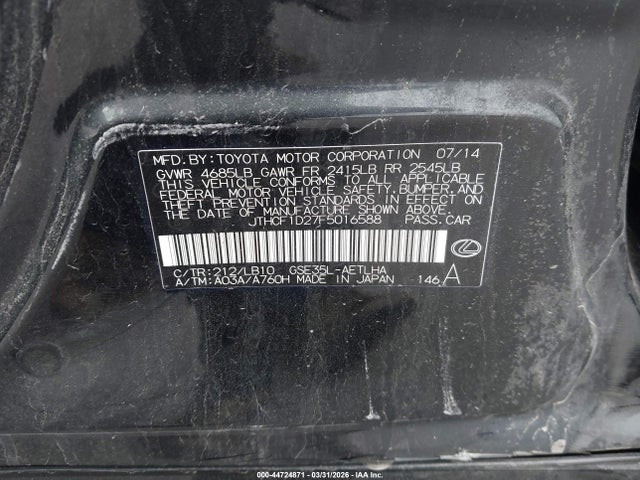 2015 LEXUS IS 250 JTHCF1D27F5016588 Photo 8