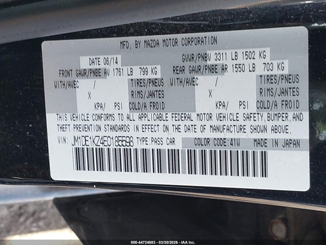 Aukcja sprzedaży 2014 Mazda Mazda2 Sport, vin: JM1DE1KZ4E0185598, numer aukcji: 44724883