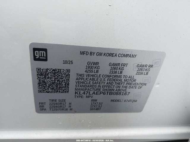 Aukcja sprzedaży 2026 Buick Envista Preferred Fwd, vin: KL47LAEP6TB088167, numer aukcji: 44724918