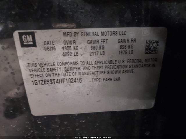 Продажа на аукционе авто 2017 Chevrolet Malibu 1lt, vin: 1G1ZE5ST4HF102416, номер лота: 44724962