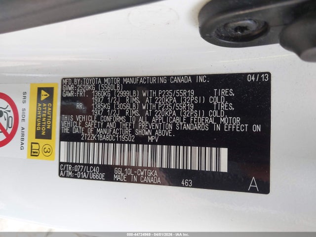 Продажа на аукционе авто 2013 Lexus Rx 350, vin: 2T2ZK1BA8DC119502, номер лота: 44724969