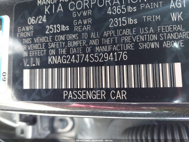 Продажа на аукционе авто 2025 Kia K5 Lxs, vin: KNAG24J74S5294176, номер лота: 44724981