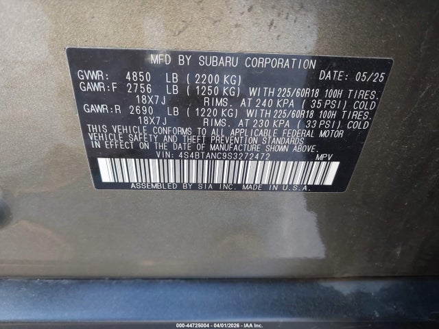 4S4BTANC9S3272472 Subaru Outback Limited