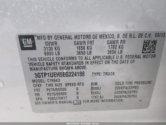 Aukcja sprzedaży 2014 Gmc Sierra 1500 Sle, vin: 3GTP1UEH5EG224188, numer aukcji: 44725156