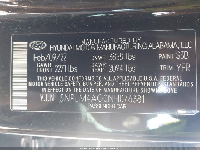 Hyundai ELANTRA SEL 2022 5NPLM4AG0NH076381 Image 9